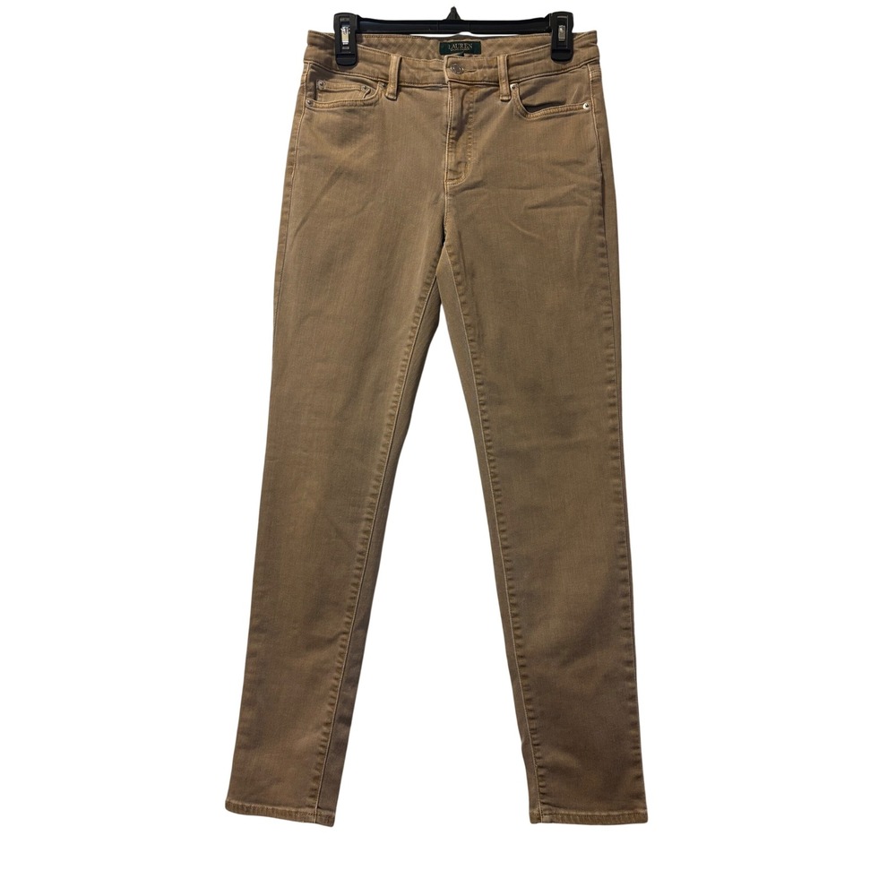 Lauren Ralph Lauren Classic Skinny Curvy Jeans Tan Khaki Size 6